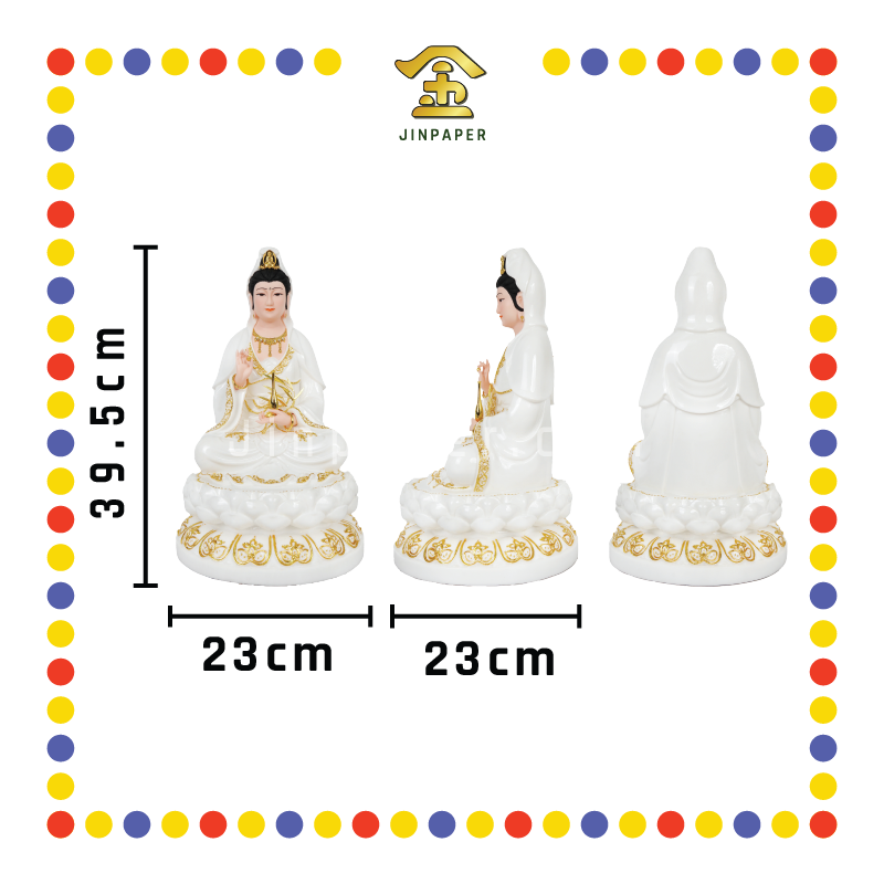 PRAYING STATUE 16寸 白玉镶金观音