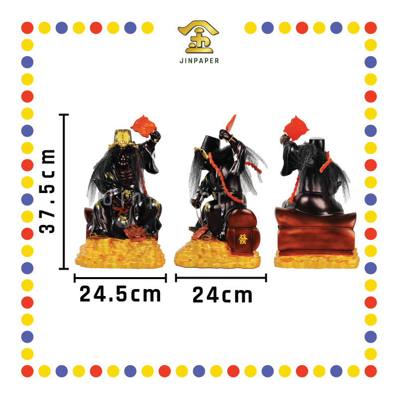 PRAYING STATUE 16寸 彩色金钱底坐棺大二伯爷(对)