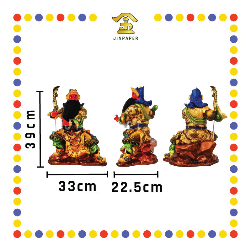 PRAYING STATUE 16寸 彩绘剑指坐石头关公