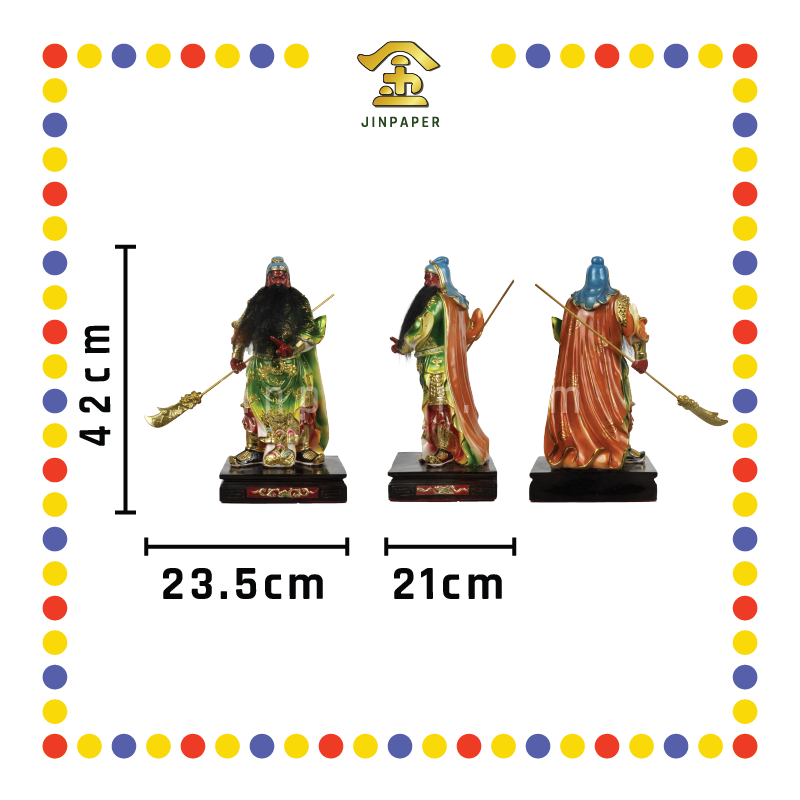 PRAYING STATUE 16寸 文武关公木色眼