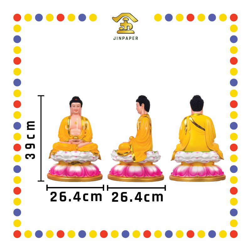 PRAYING STATUE 16寸 彩色黄衣释迦佛(手拿珠)