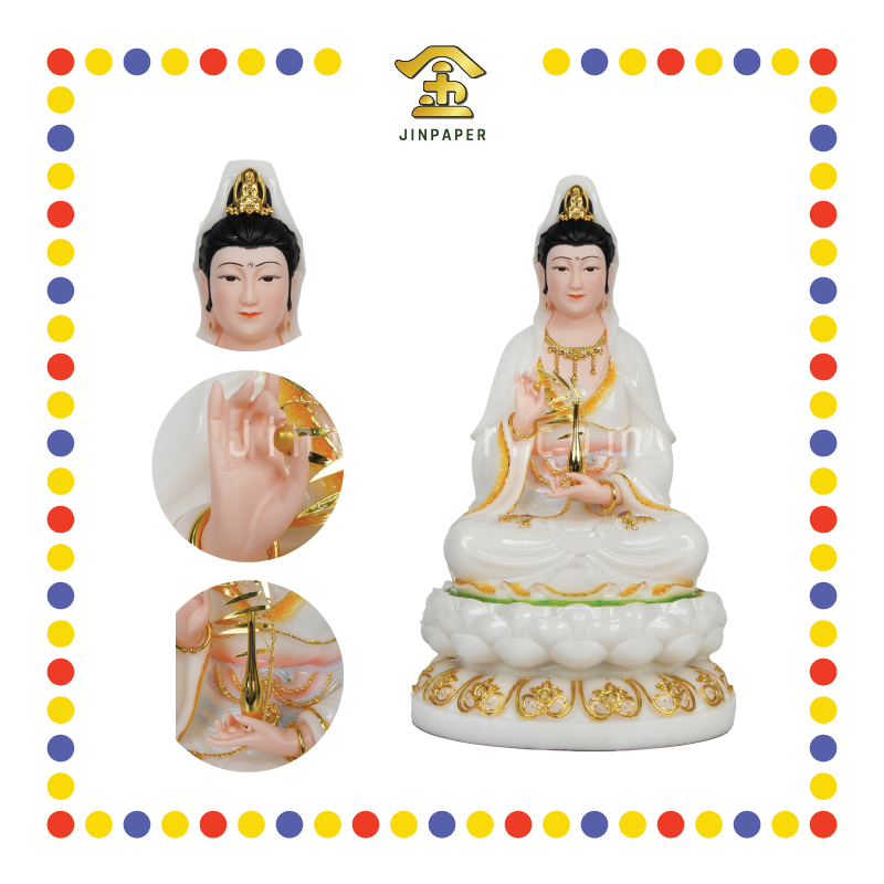 PRAYING STATUE 16寸 白玉虹彩观音