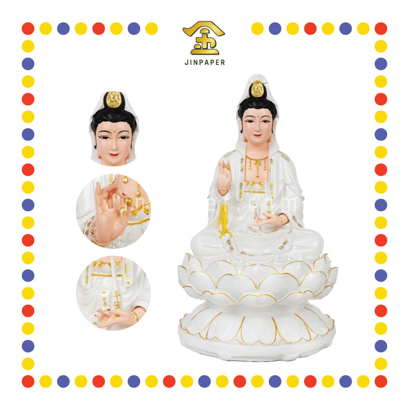 PRAYING STATUE 16寸 幼庄 金莲边观音