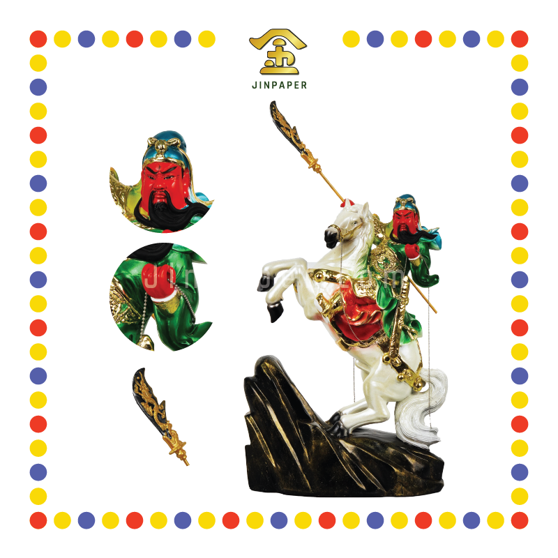 PRAYING STATUE 16寸 珍珠漆骑马关公