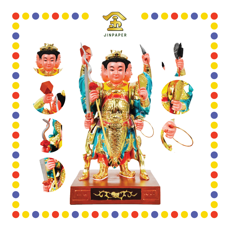 PRAYING STATUE 16寸 珍珠漆三头六臂太子