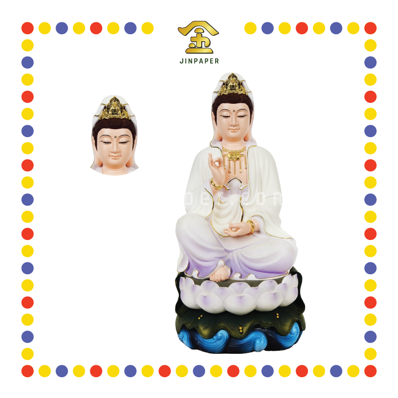 PRAYING STATUE 16寸 紫衣石粉水浪自在观音