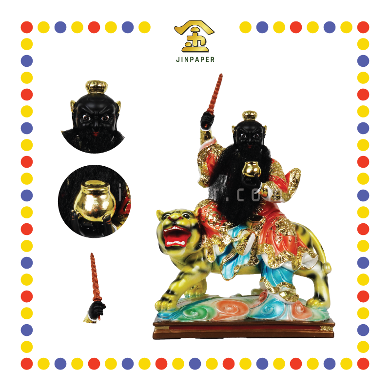 PRAYING STATUE 16寸 珍珠漆树脂带骑张天师