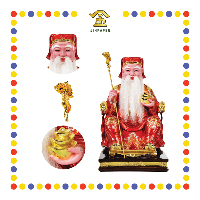 PRAYING STATUE 16寸 珍珠彩大伯公(红)