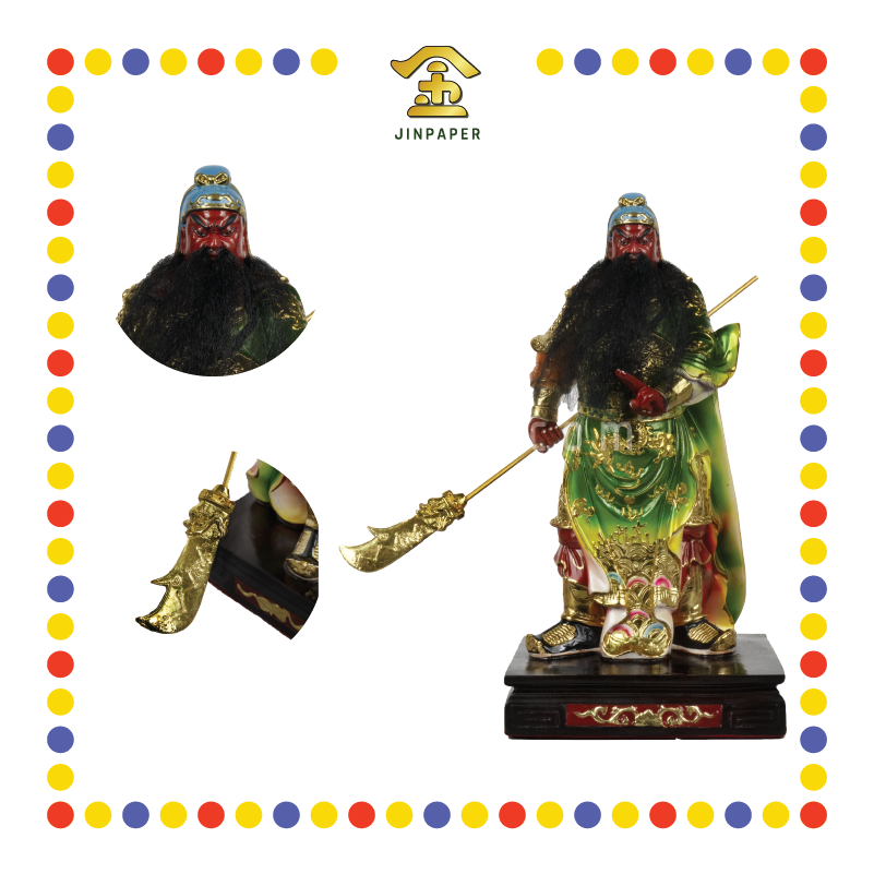 PRAYING STATUE 16寸 文武关公木色眼