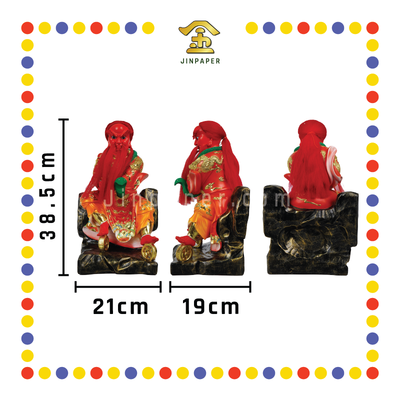 PRAYING STATUE 16寸 树脂珍珠漆洪公肖公(对)