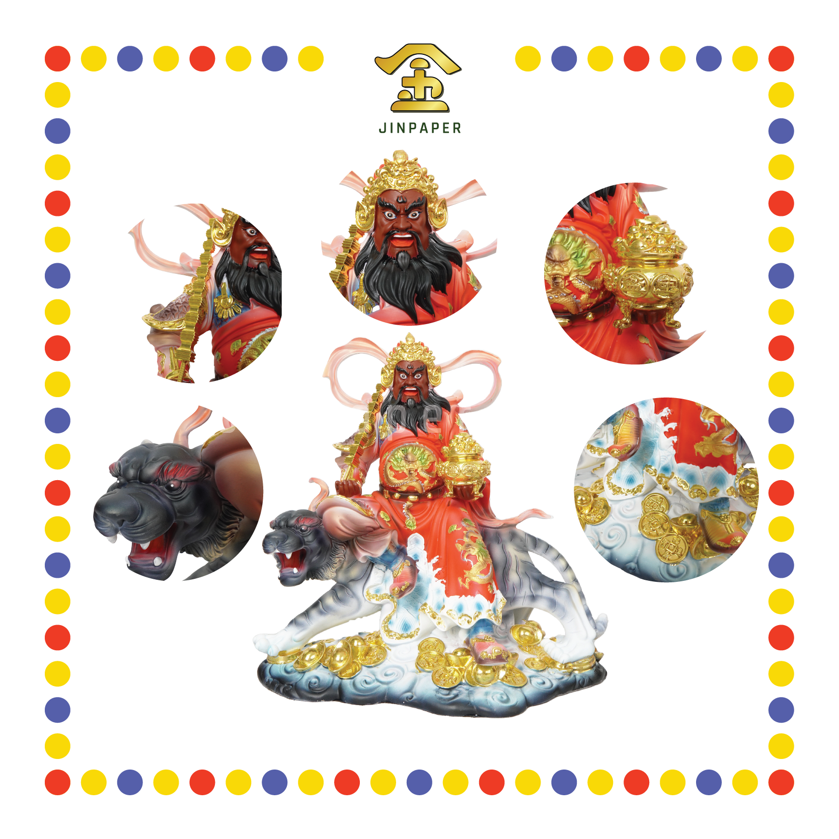 PRAYING  STATUE 16寸 彩绘红衣赵公明23A