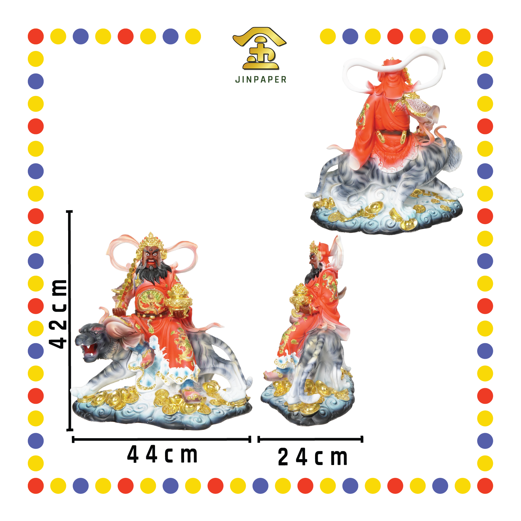 PRAYING  STATUE 16寸 彩绘红衣赵公明23A