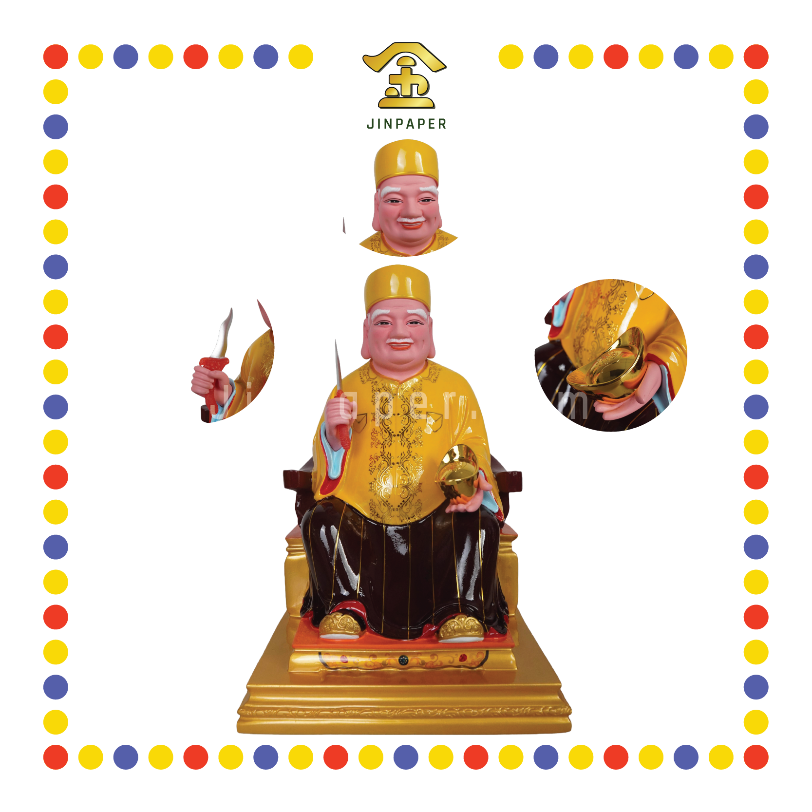 PRAYING  STATUE 16寸 宋谷帽黄衣MISAI拿督公-刀