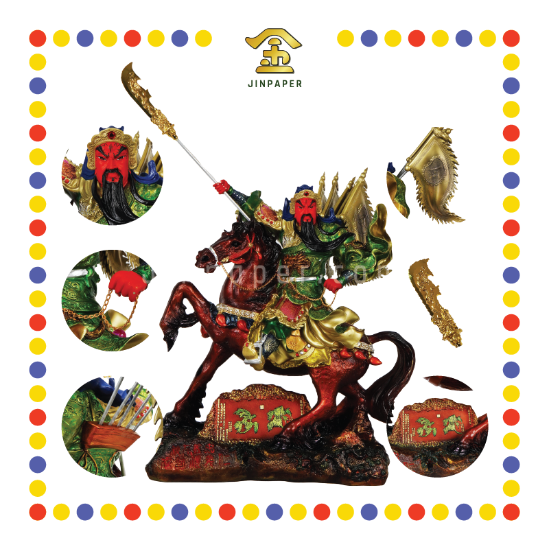 PRAYING STATUE 18寸 彩色骑马关公