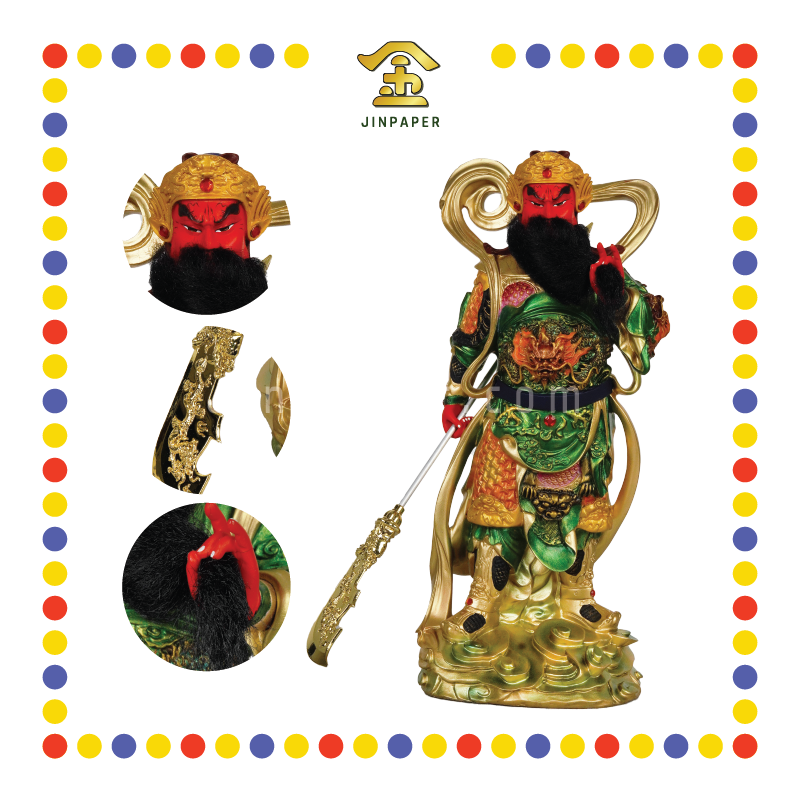 PRAYING STATUE 18寸 立彩色抓须关公