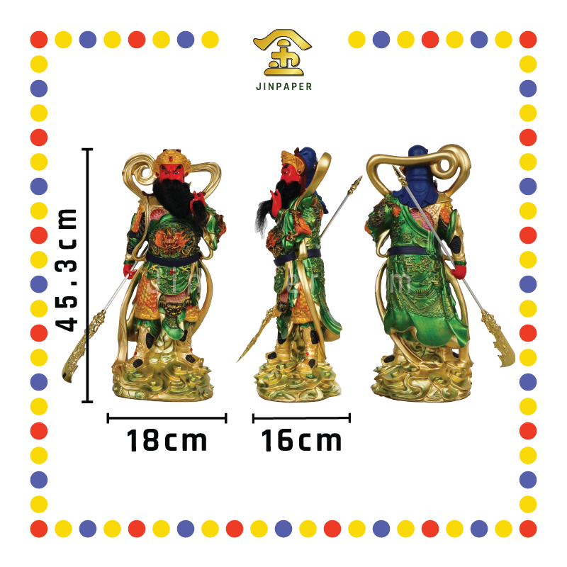 PRAYING STATUE 18寸 立彩色抓须关公