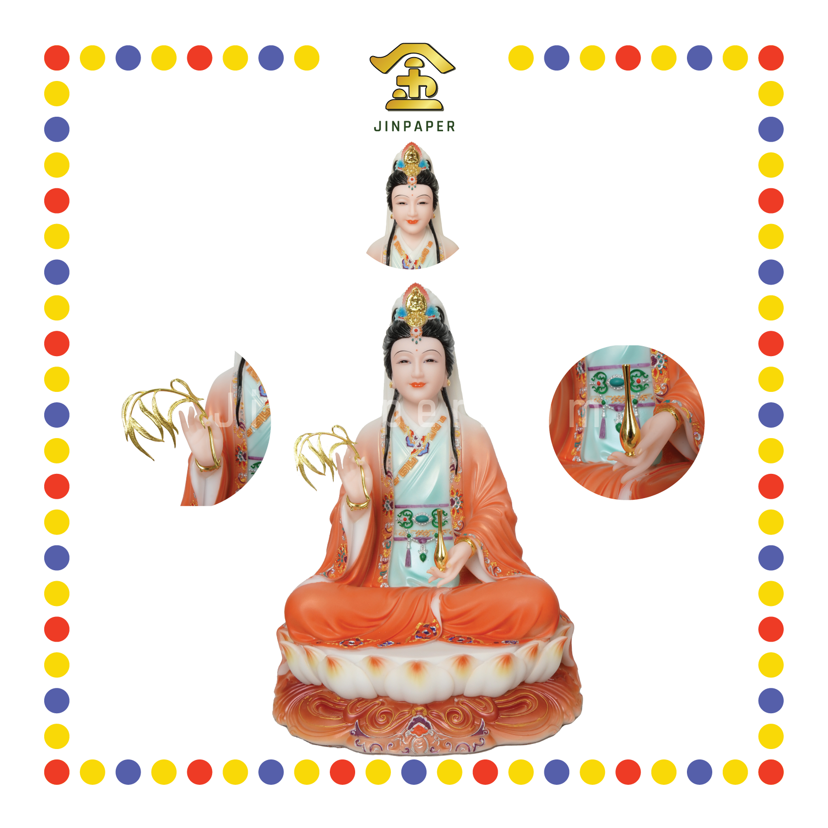 PRAYING  STATUE 19寸 实心红衣妙善观音