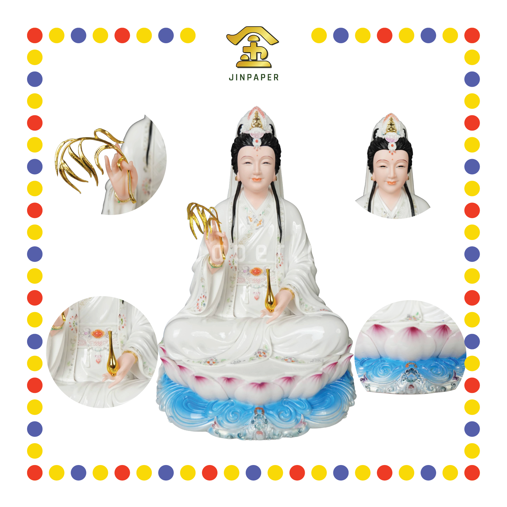 PRAYING STATUE 19" 仿瓷白衣妙善观音