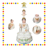 PRAYING  STATUE 19寸 实心白玉彩水浪观音