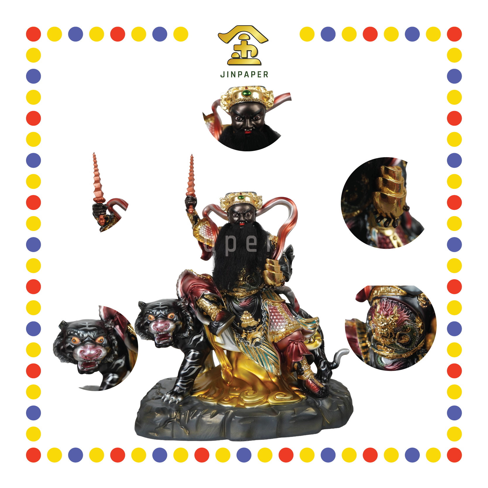 PRAYING STATUE 19" 树脂敦煌彩中路财神赵公明