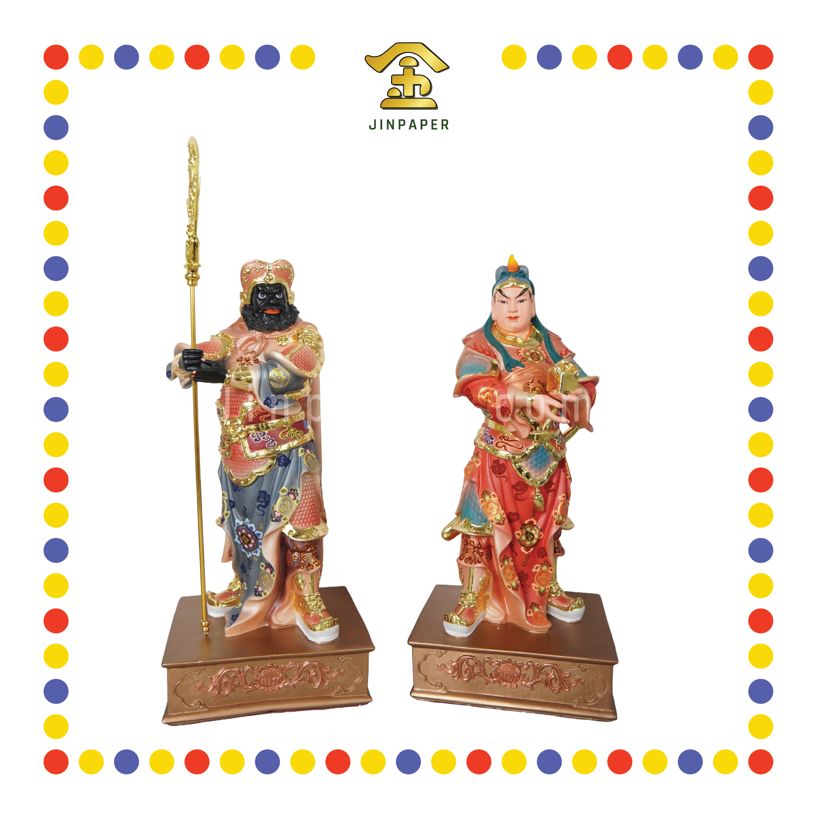 PRAYING STATUE 19" 树脂简彩关平周仓