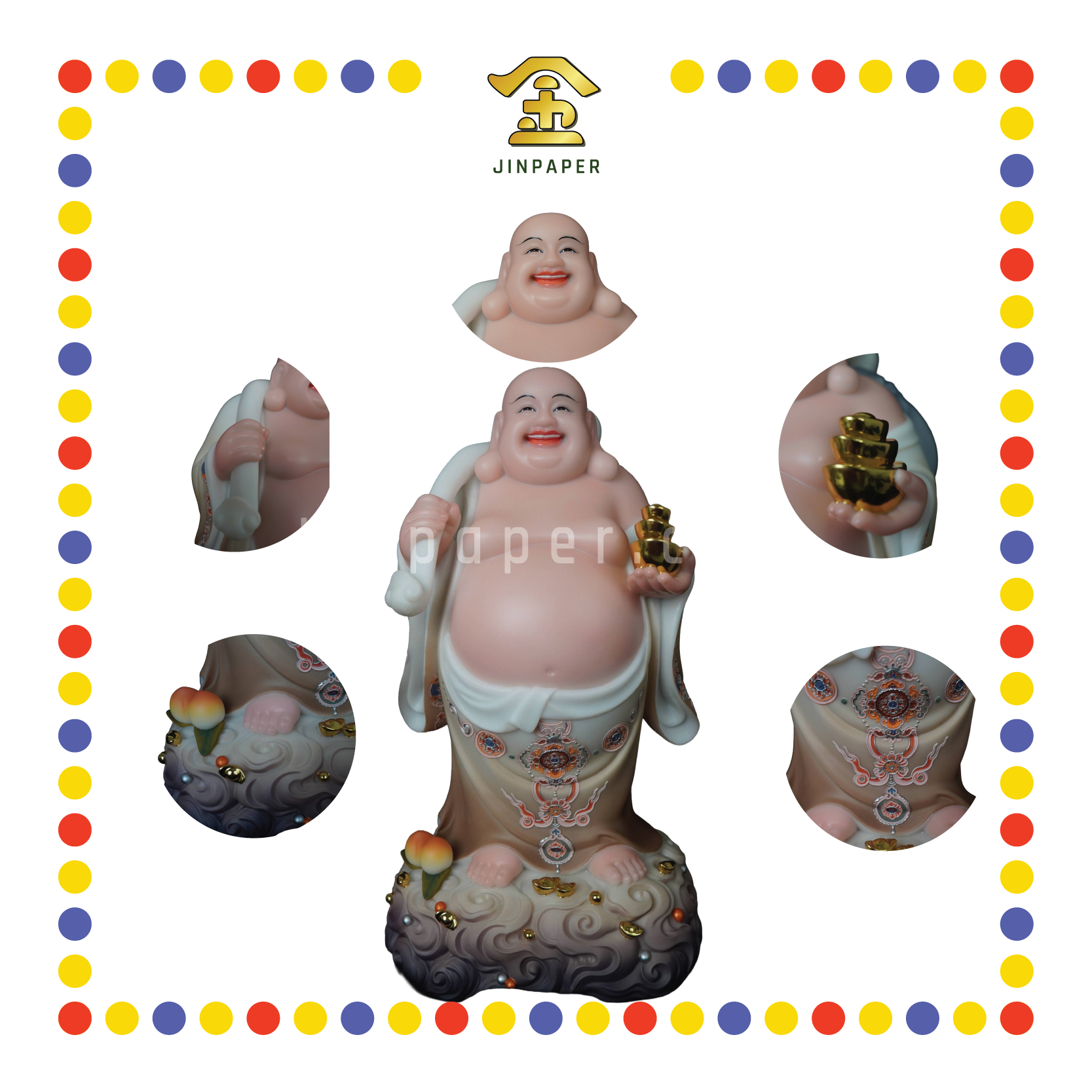 PRAYING STATUE 19" 站汉白玉幻彩弥勒佛