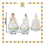 PRAYING  STATUE 19寸 实心白玉彩水浪观音