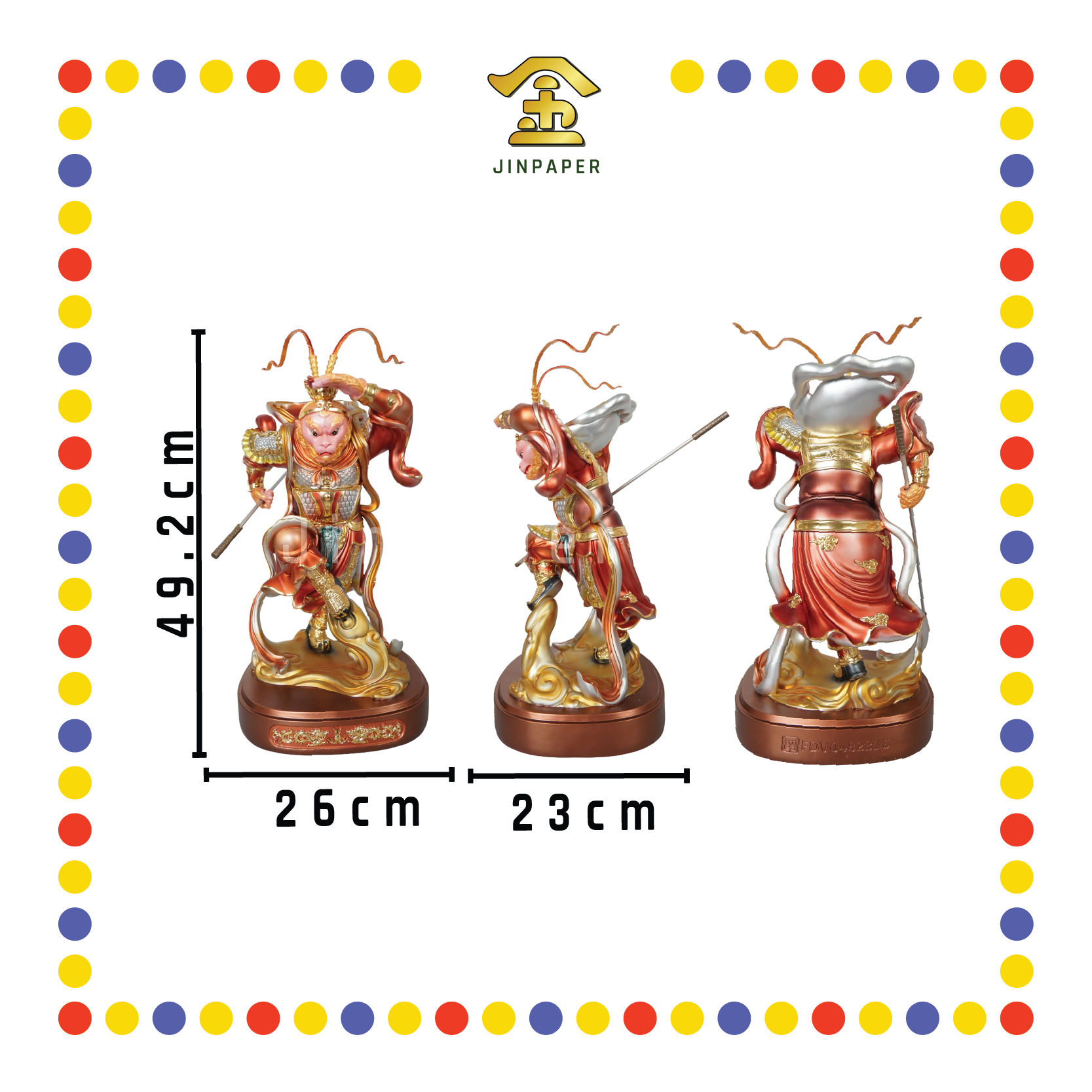 PRAYING STATUE 19" 树脂金缕彩站圆座齐天大圣