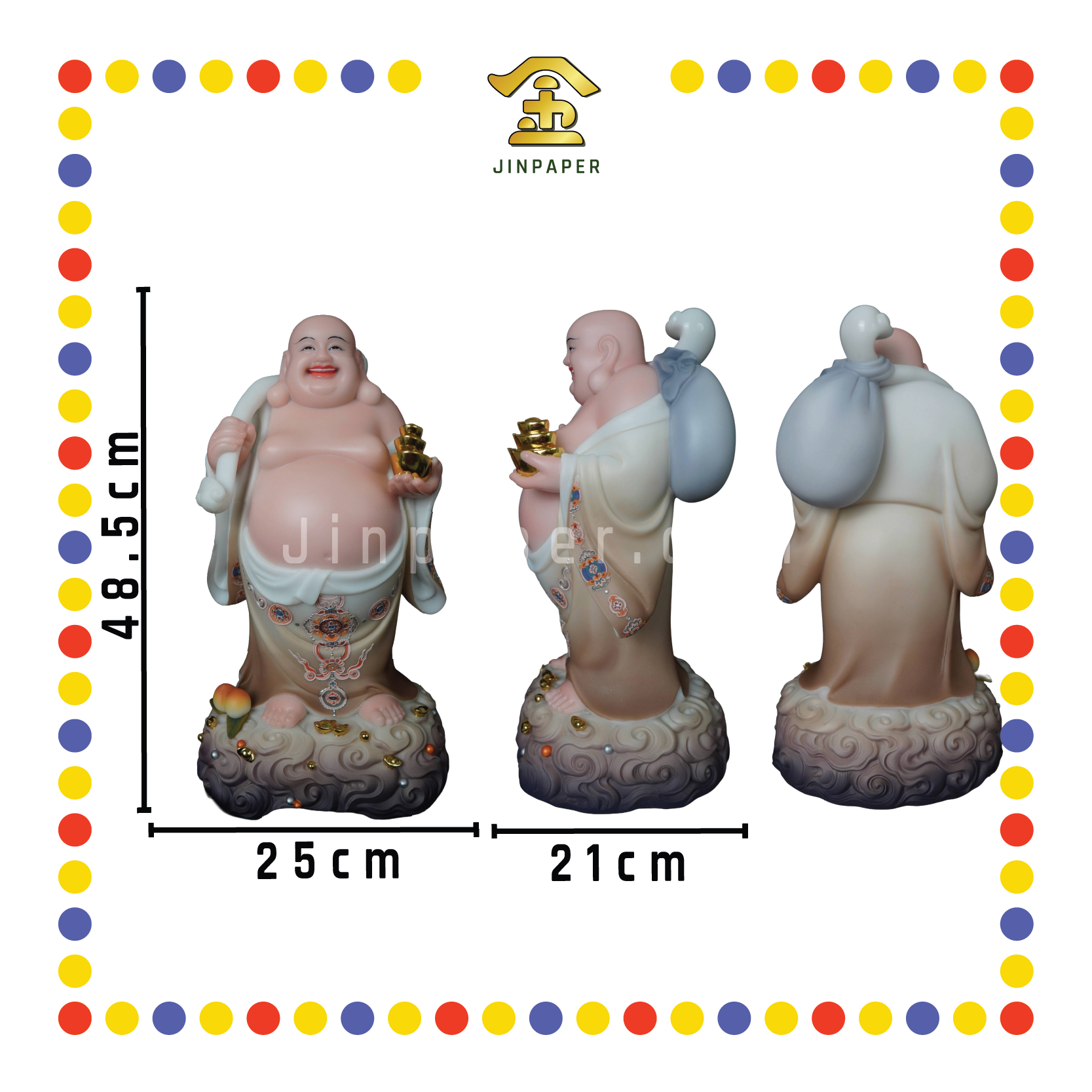 PRAYING STATUE 19" 站汉白玉幻彩弥勒佛