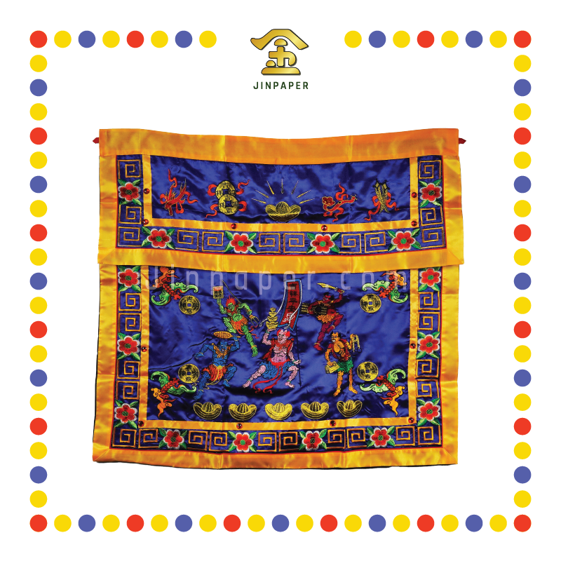 CLOTH EMBROIDERY 1米 五鬼(蓝色)密绣桌围