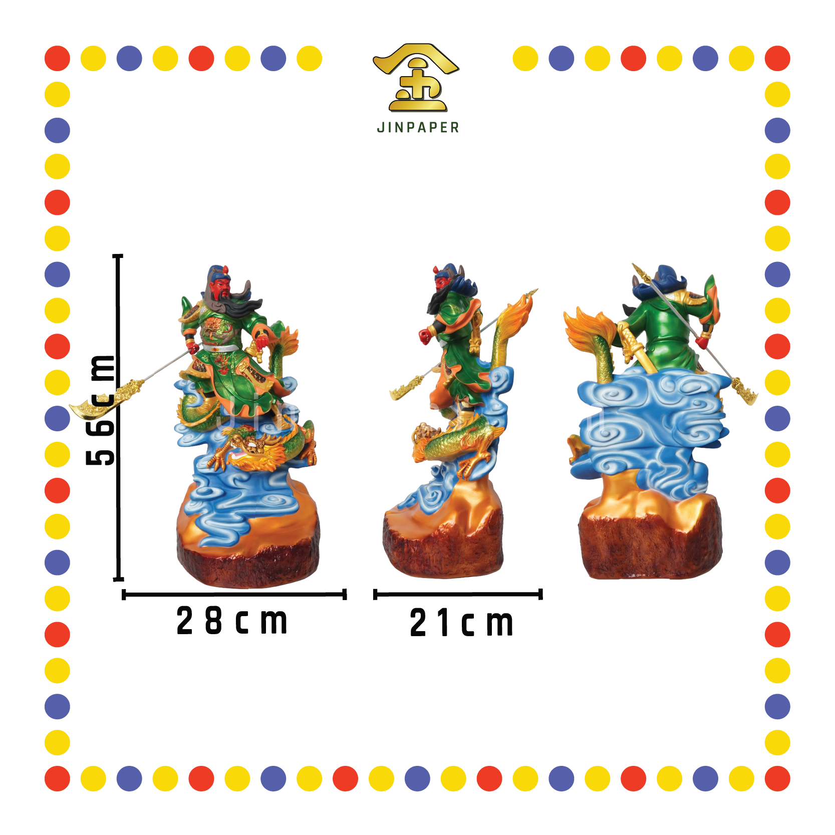 PRAYING  STATUE 21寸 彩色骑龙关公