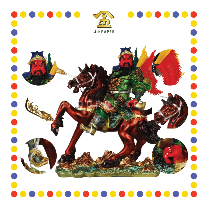 PRAYING STATUE 21寸 彩色骑马关公