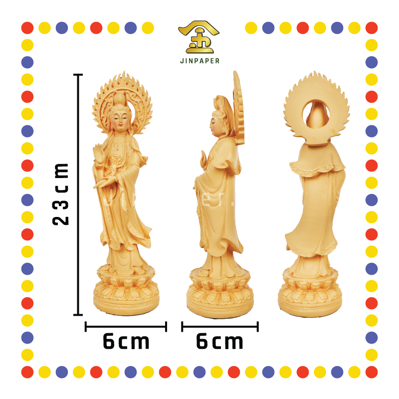 PRAYING STATUE 22cm 木色站佛光观音