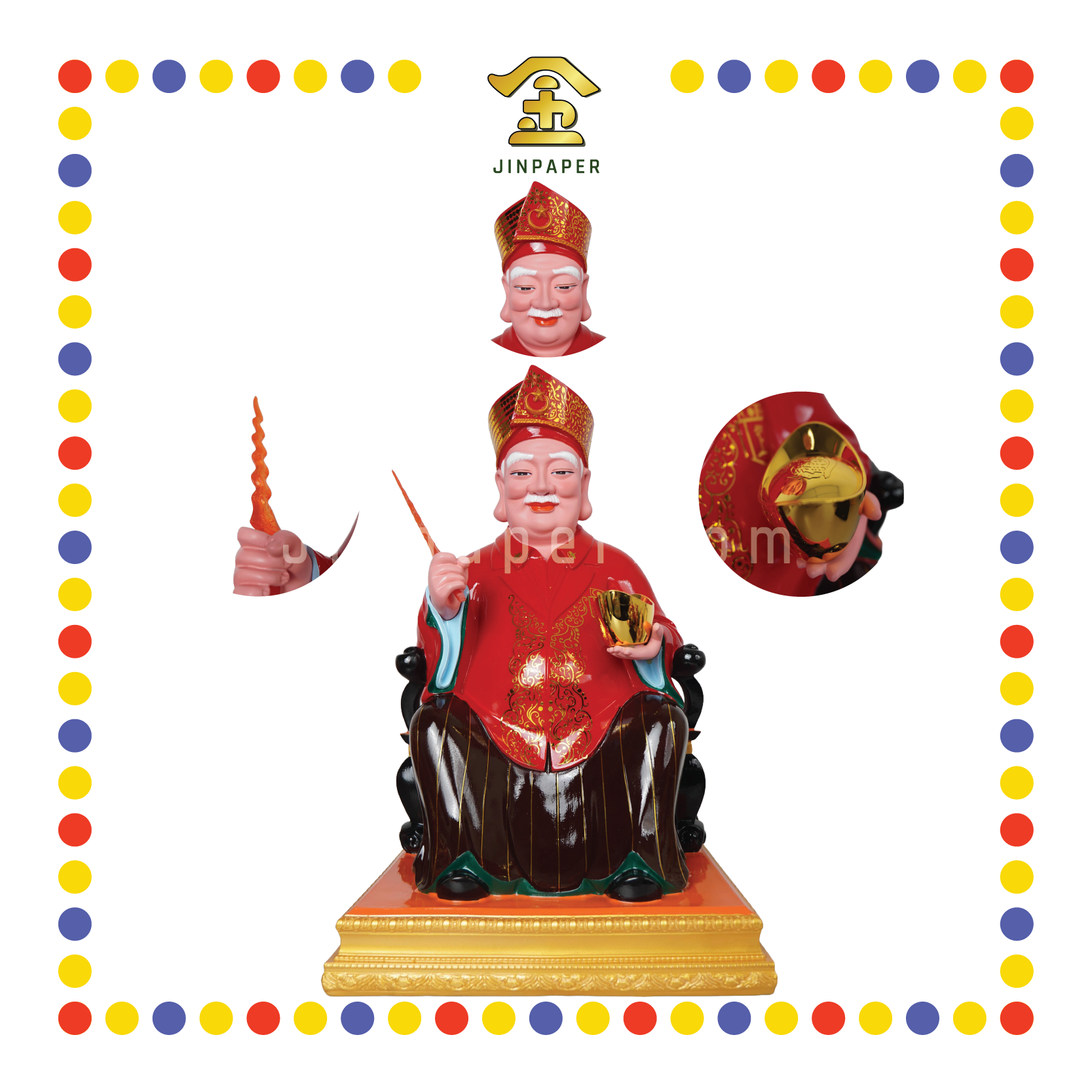 PRAYING  STATUE 24寸 皇帽红衣MISAI拿督公-刀