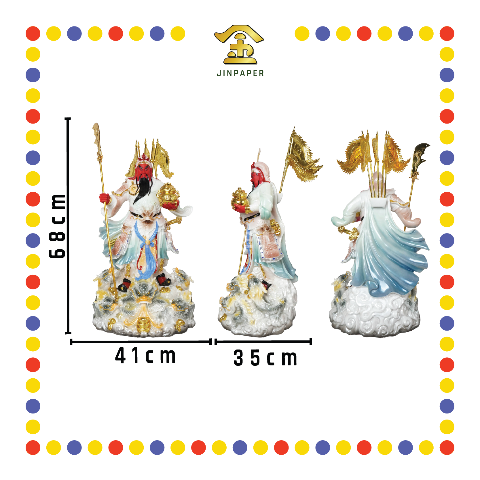 PRAYING  STATUE 26寸 实心极彩绿祥龙关公