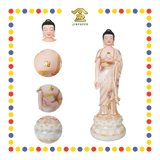 PRAYING STATUE 27寸 立白玉粉脸阿弥陀佛