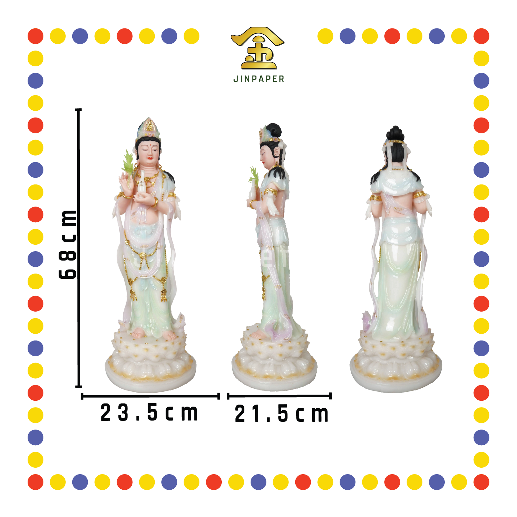 PRAYING STATUE 27寸 立白玉粉脸观音