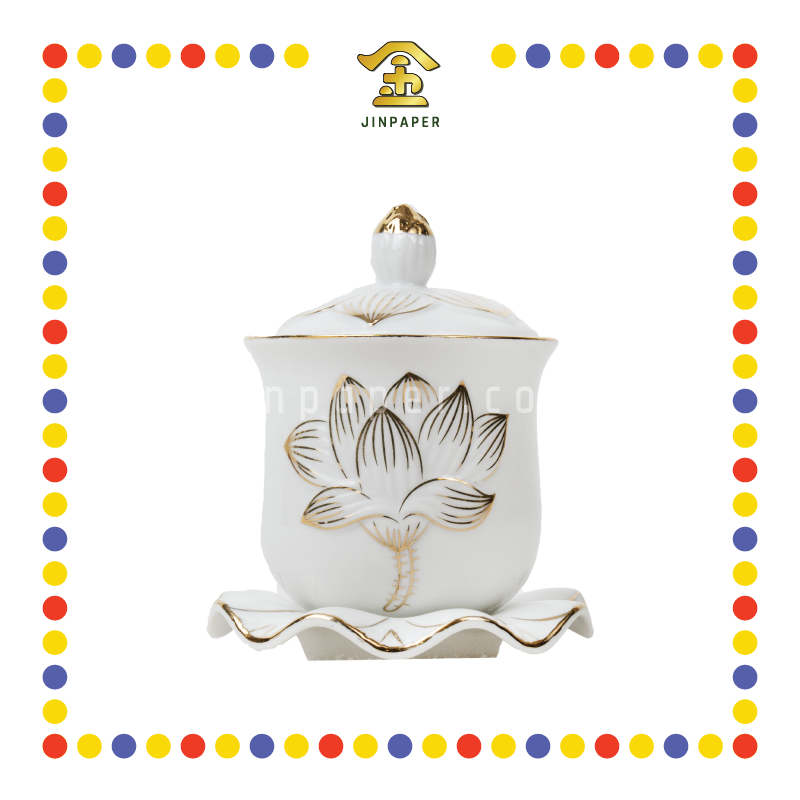 PRAYING CUP 2号 白玉描金莲花圣水杯