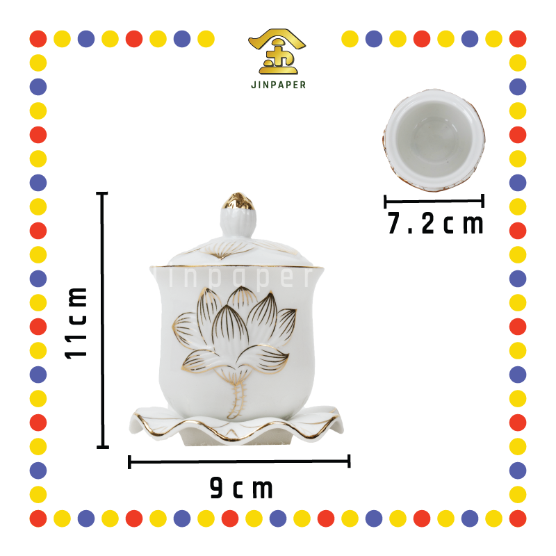 PRAYING CUP 2号 白玉描金莲花圣水杯