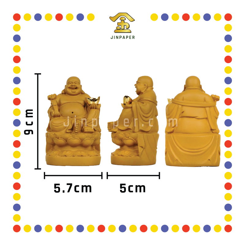 PRAYING STATUE 3.5寸 坐木色莲花弥勒佛