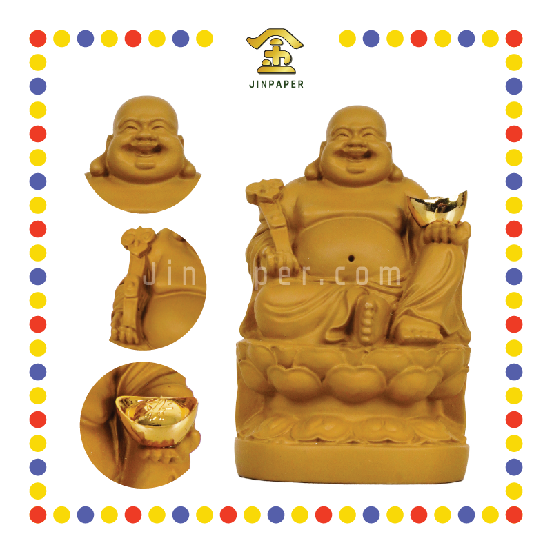 PRAYING STATUE 3.5寸 坐木色莲花弥勒佛