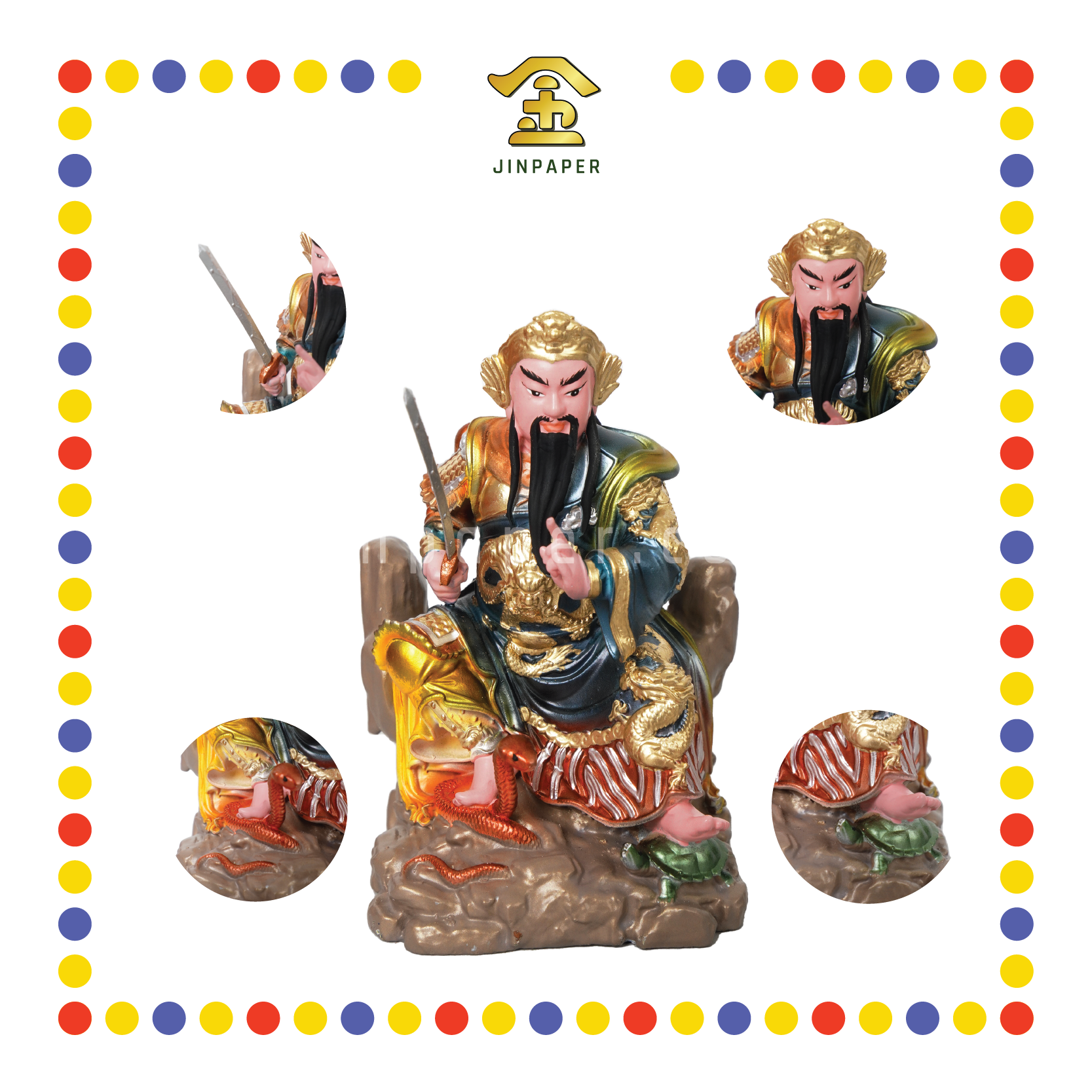 PRAYING STATUE 4寸 金缕彩坐山玄天上帝