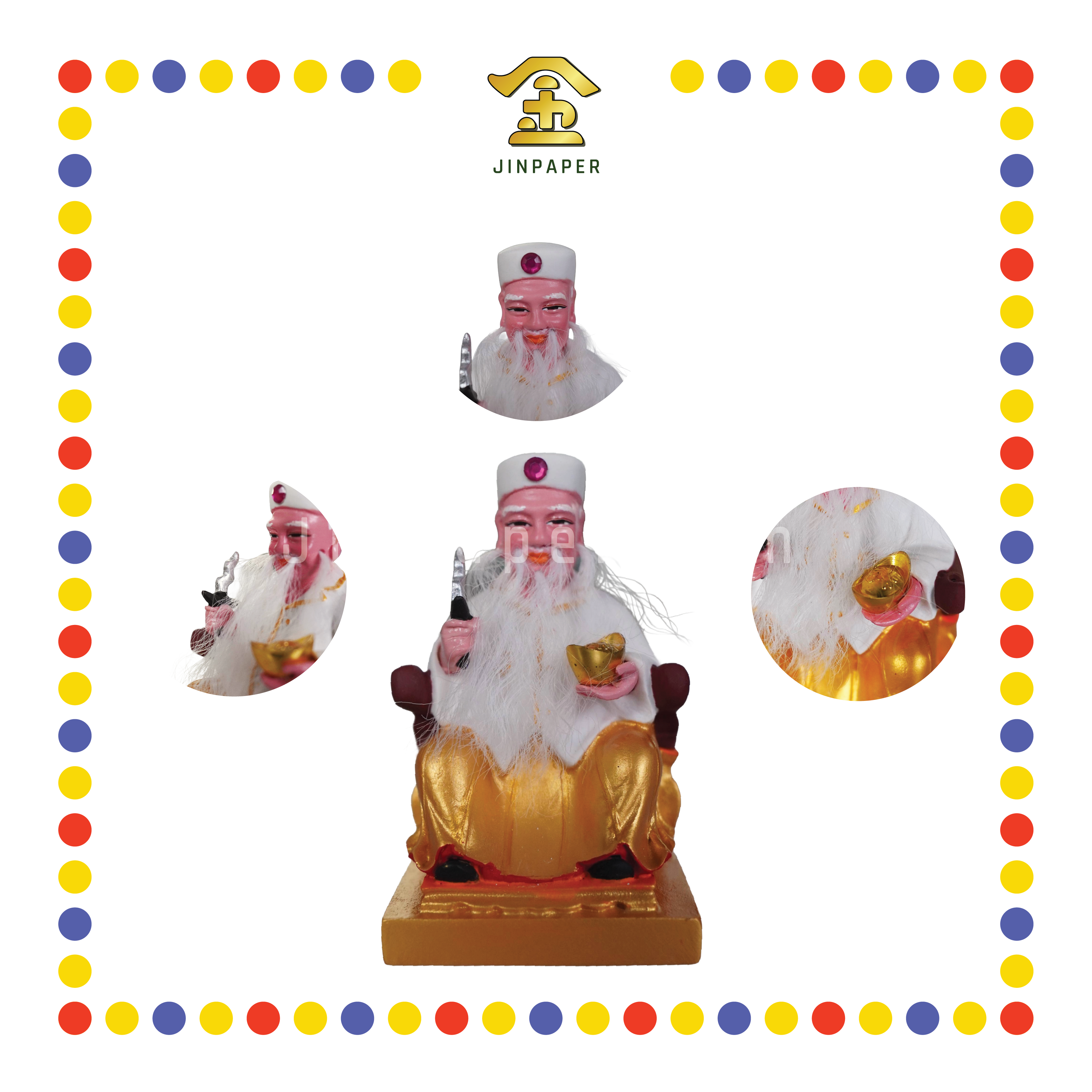 PRAYING STATUE 4寸 宋谷帽真须白衣拿督公