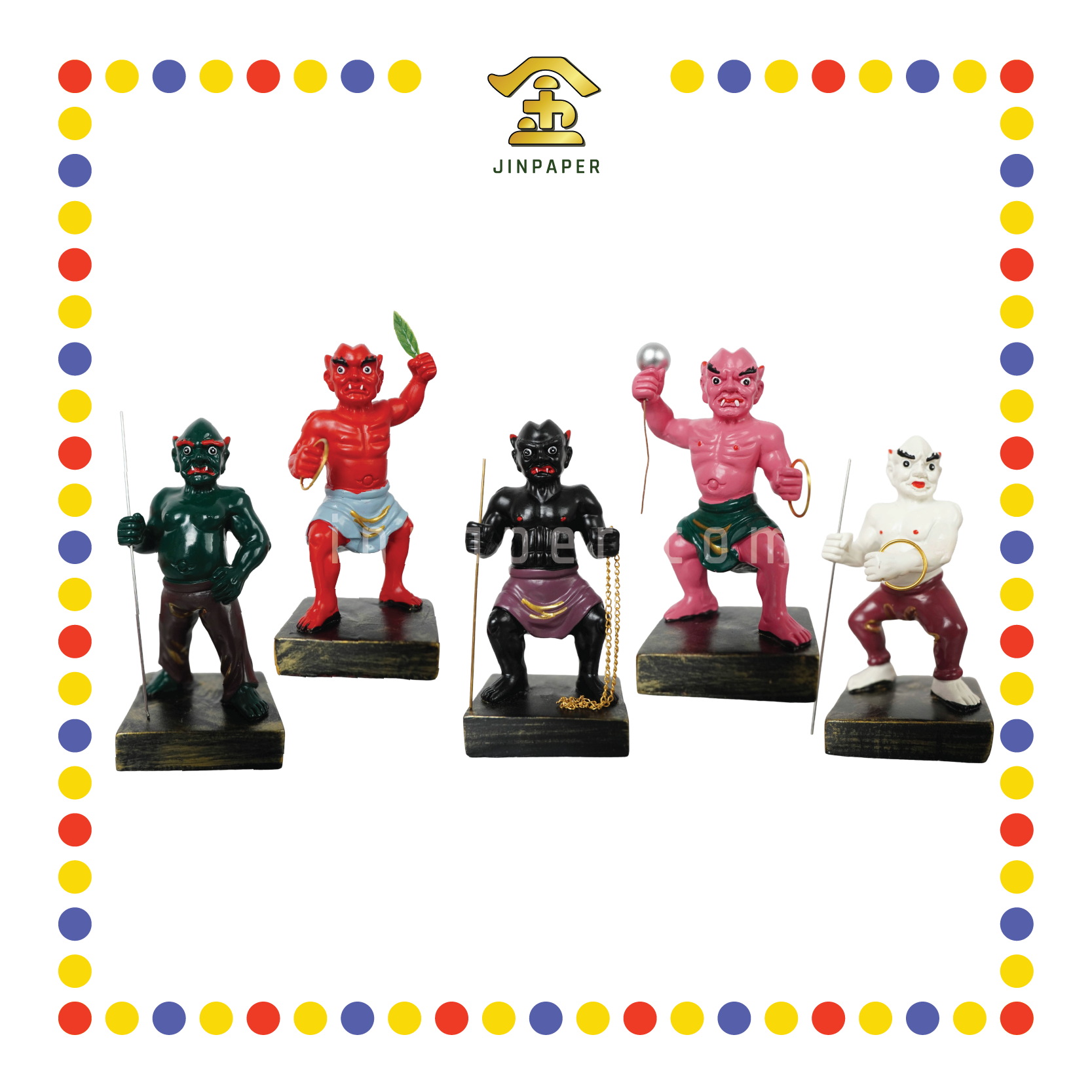 PRAYING STATUE 4寸 树脂七彩五鬼(套)