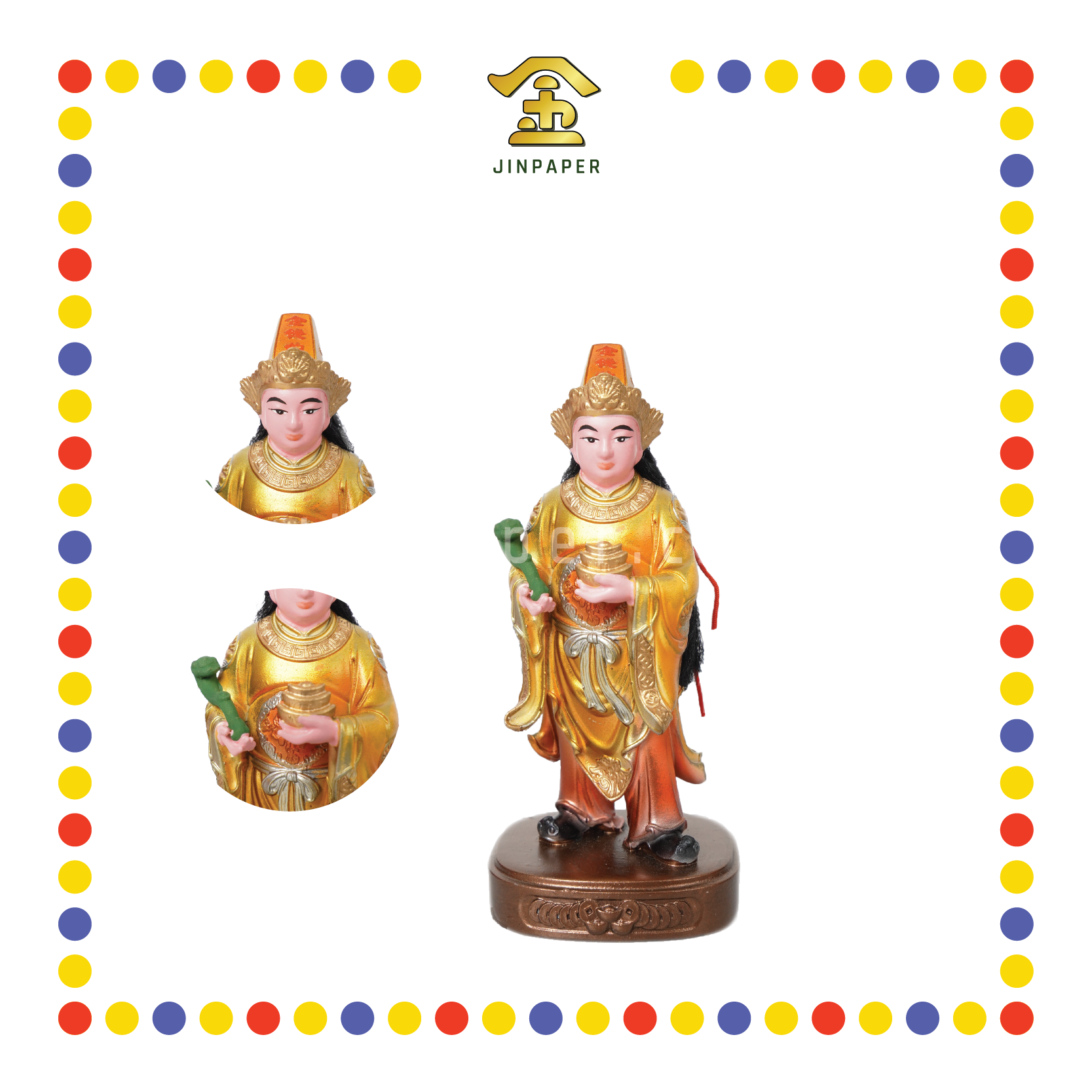 PRAYING STATUE 4寸 金缕彩站金钱伯