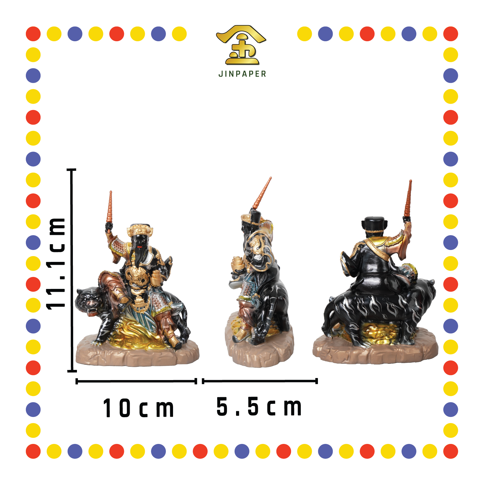 PRAYING STATUE 4寸 金缕彩带骑武财神