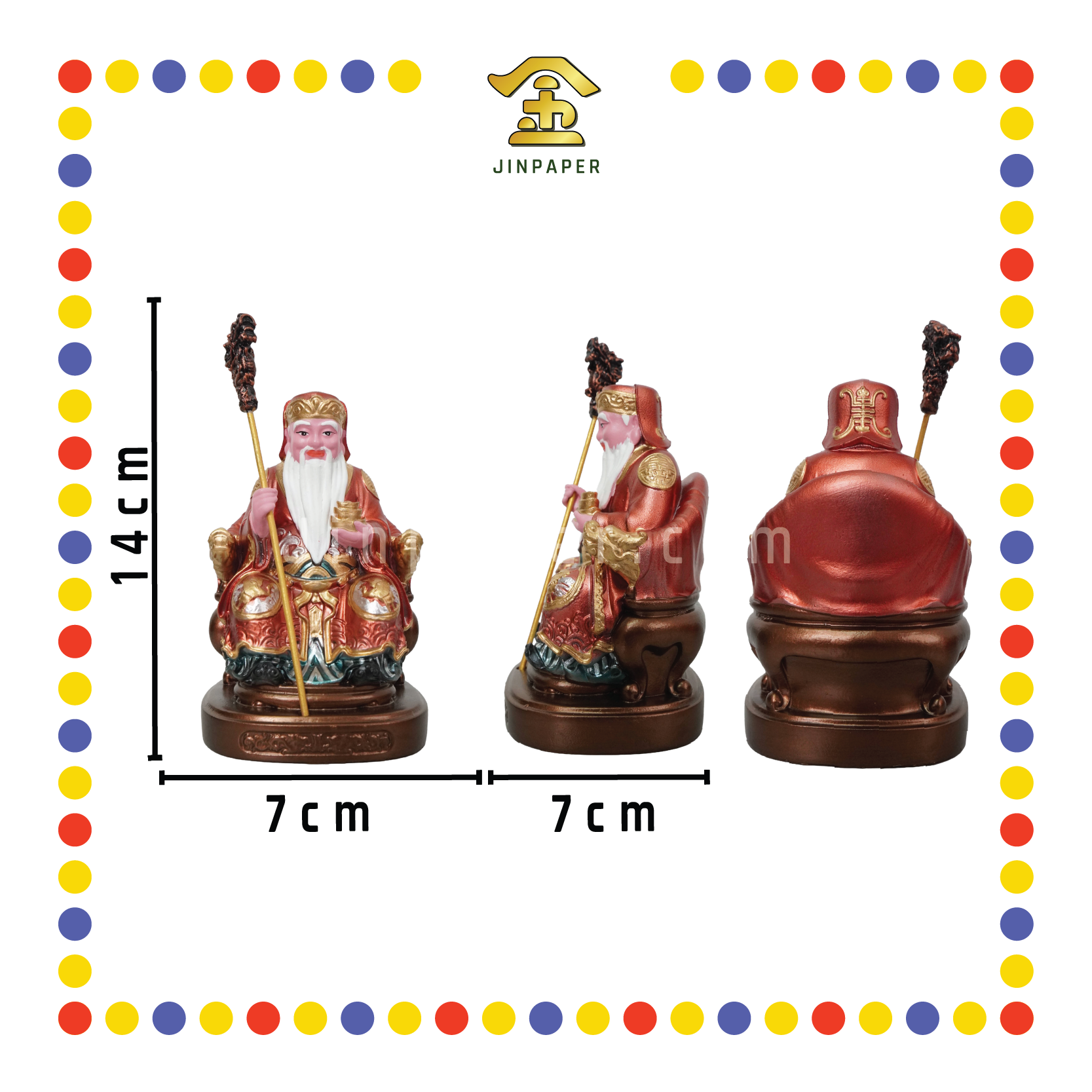 PRAYING  STATUE 4寸 金缕彩拐杖大伯公