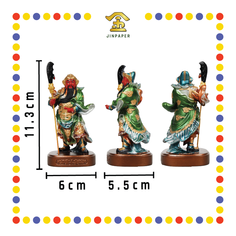 PRAYING STATUE 4寸 金缕彩站圆座剑指立刀关公