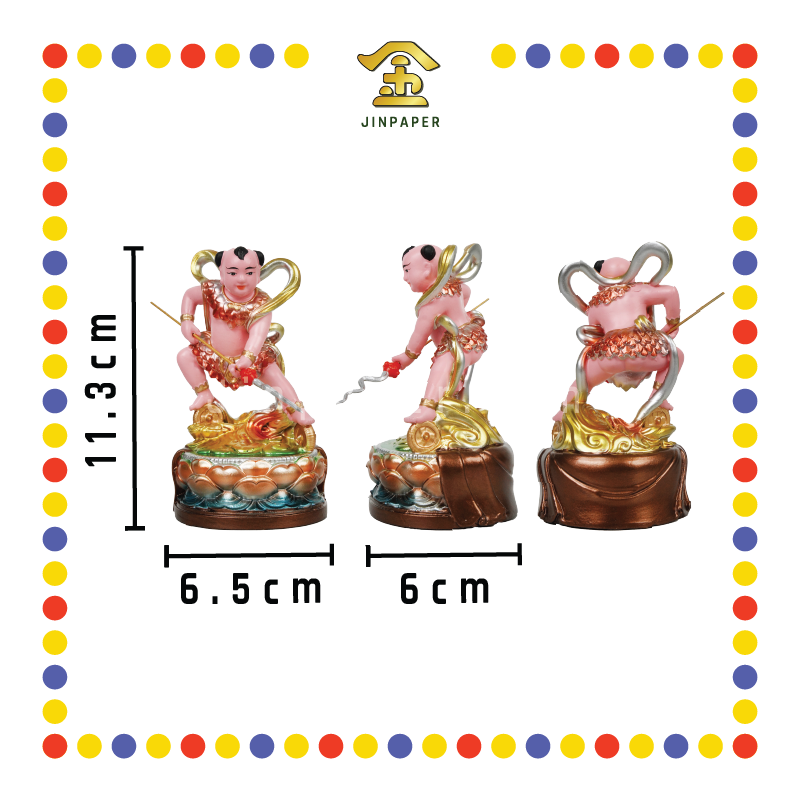 PRAYING STATUE 4寸 金缕彩彩莲三太子