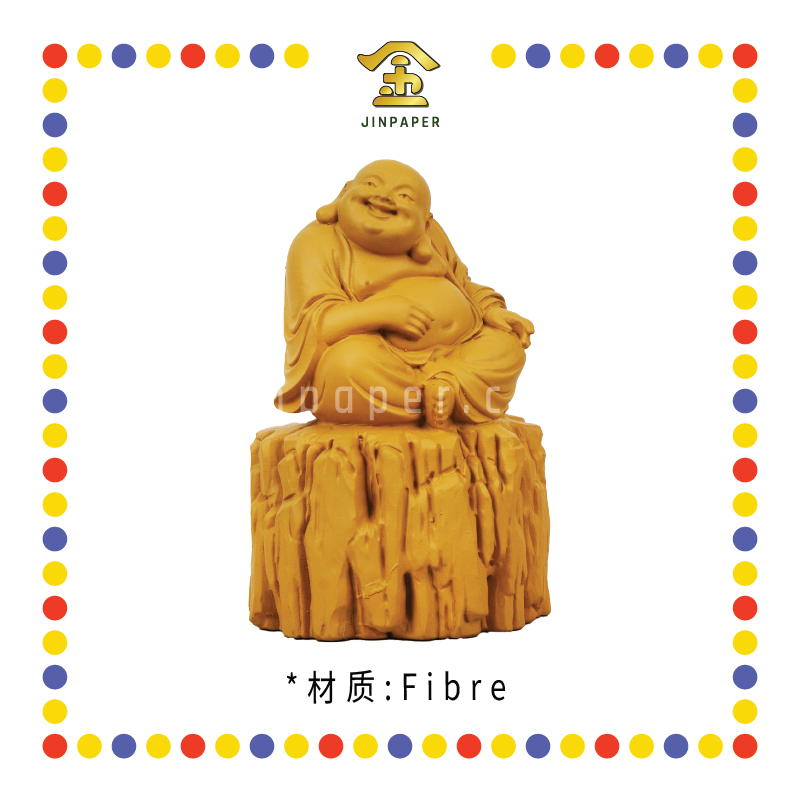 PRAYING STATUE 4寸 木色坐木头笑佛